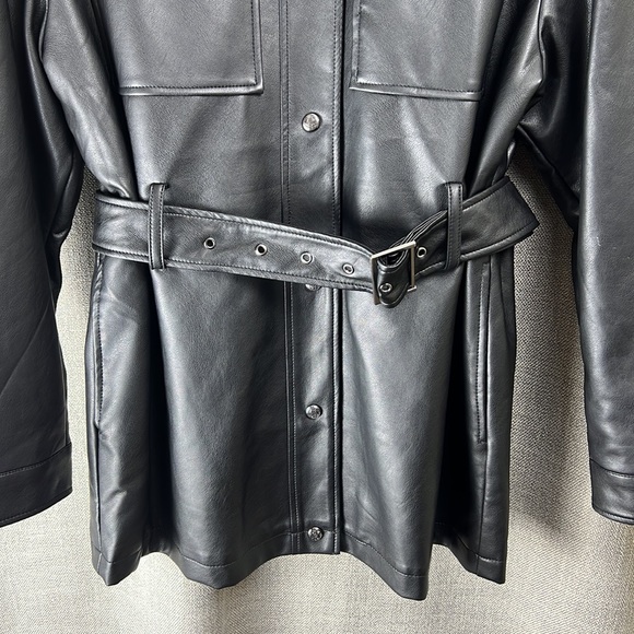 NWT Rebecca Minkoff below Hips Faux Leather Jacket with belt - Picture 3 of 8